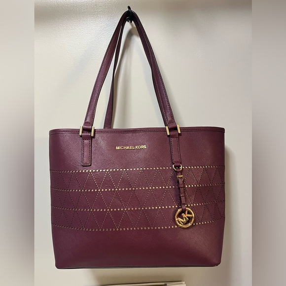 Michael Kors Handbags - Michael Kors Plum Tote with Gold Accents